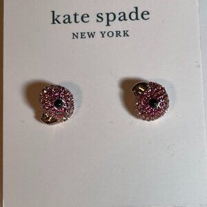 Kate Spade Pink Parrot Heads Pave Crystal Earrings